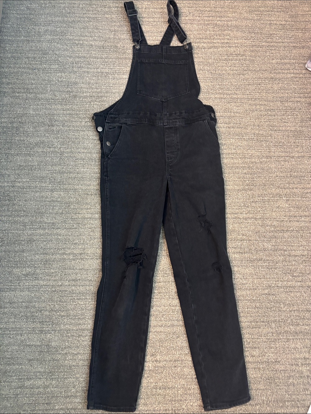 Old Navy Black Distressed Denim Overalls